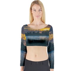 Peaceful Horizons Of Uruguay  Long Sleeve Crop Top