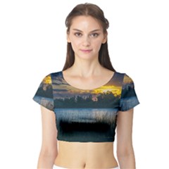 Peaceful Horizons Of Uruguay  Short Sleeve Crop Top