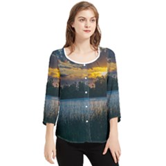 Peaceful Horizons Of Uruguay  Chiffon Quarter Sleeve Blouse