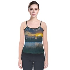 Peaceful Horizons Of Uruguay  Velvet Spaghetti Strap Top