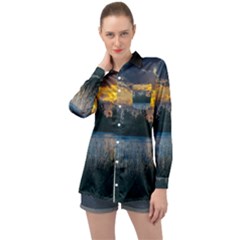 Peaceful Horizons Of Uruguay  Long Sleeve Satin Shirt