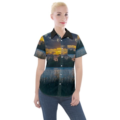 Peaceful Horizons Of Uruguay  Women s Short Sleeve Pocket Shirt by dflcprintsclothing