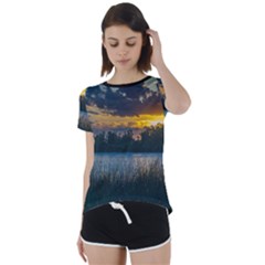 Peaceful Horizons Of Uruguay  Short Sleeve Open Back T-shirt