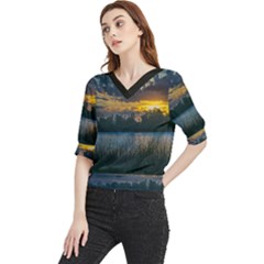 Peaceful Horizons Of Uruguay  Quarter Sleeve Blouse