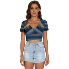 Peaceful Horizons Of Uruguay  V-neck Crop Top