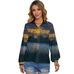 Peaceful Horizons Of Uruguay  Women s Long Sleeve Button Up Shirt