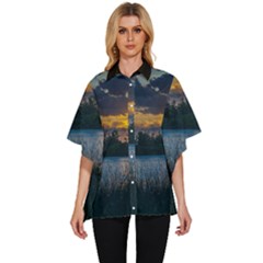 Peaceful Horizons Of Uruguay  Women s Batwing Button Up Shirt