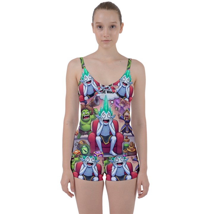 Huiok Tie Front Two Piece Tankini