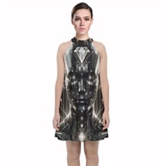 Robotics Robot Technology Future Velvet Halter Neckline Dress 