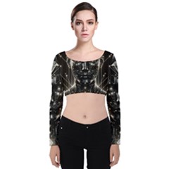 Robotics Robot Technology Future Velvet Long Sleeve Crop Top