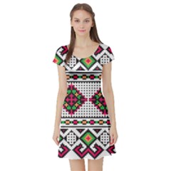 Ukrainian Folk Seamless Pattern Ethnic Ornament Border Element Traditional Short Sleeve Skater Dress by Grandong