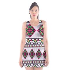 Ukrainian Folk Seamless Pattern Ethnic Ornament Border Element Traditional Scoop Neck Skater Dress