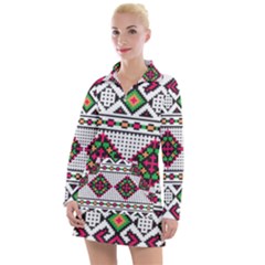 Ukrainian Folk Seamless Pattern Ethnic Ornament Border Element Traditional Women s Long Sleeve Casual Dress by Grandong