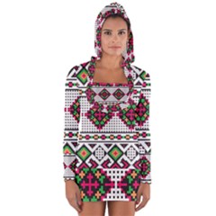 Ukrainian Folk Seamless Pattern Ethnic Ornament Border Element Traditional Long Sleeve Hooded T-shirt by Grandong