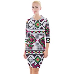 Ukrainian Folk Seamless Pattern Ethnic Ornament Border Element Traditional Quarter Sleeve Hood Bodycon Dress by Grandong