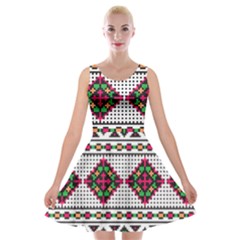 Ukrainian Folk Seamless Pattern Ethnic Ornament Border Element Traditional Velvet Skater Dress