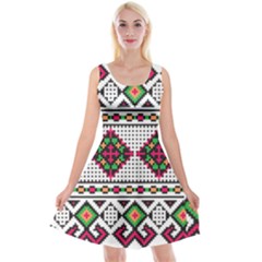 Ukrainian Folk Seamless Pattern Ethnic Ornament Border Element Traditional Reversible Velvet Sleeveless Dress