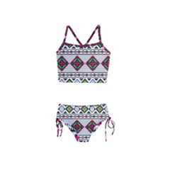 Ukrainian Folk Seamless Pattern Ethnic Ornament Border Element Traditional Girls  Tankini Swimsuit