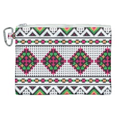 Ukrainian Folk Seamless Pattern Ethnic Ornament Border Element Traditional Canvas Cosmetic Bag (xl)