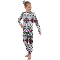 Ukrainian Folk Seamless Pattern Ethnic Ornament Border Element Traditional Kids  Long Sleeve Set 