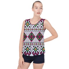 Ukrainian Folk Seamless Pattern Ethnic Ornament Border Element Traditional Bubble Hem Chiffon Tank Top