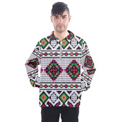 Ukrainian Folk Seamless Pattern Ethnic Ornament Border Element Traditional Men s Half Zip Pullover