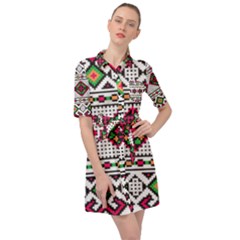 Ukrainian Folk Seamless Pattern Ethnic Ornament Border Element Traditional Belted Shirt Dress