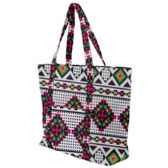 Ukrainian Folk Seamless Pattern Ethnic Ornament Border Element Traditional Zip Up Canvas Bag