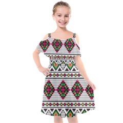 Ukrainian Folk Seamless Pattern Ethnic Ornament Border Element Traditional Kids  Cut Out Shoulders Chiffon Dress