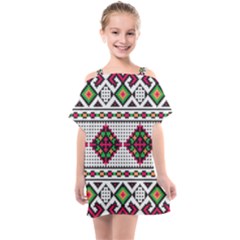 Ukrainian Folk Seamless Pattern Ethnic Ornament Border Element Traditional Kids  One Piece Chiffon Dress