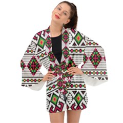 Ukrainian Folk Seamless Pattern Ethnic Ornament Border Element Traditional Long Sleeve Kimono