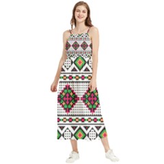 Ukrainian Folk Seamless Pattern Ethnic Ornament Border Element Traditional Boho Sleeveless Summer Dress