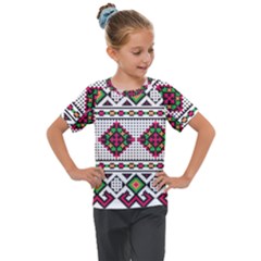 Ukrainian Folk Seamless Pattern Ethnic Ornament Border Element Traditional Kids  Mesh Piece T-shirt