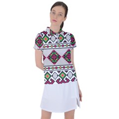 Ukrainian Folk Seamless Pattern Ethnic Ornament Border Element Traditional Women s Polo T-shirt