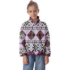 Ukrainian Folk Seamless Pattern Ethnic Ornament Border Element Traditional Kids  Half Zip Hoodie