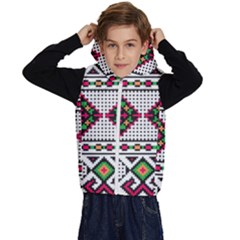 Ukrainian Folk Seamless Pattern Ethnic Ornament Border Element Traditional Kids  Stylish Hooded Puffer Vest