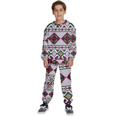 Ukrainian Folk Seamless Pattern Ethnic Ornament Border Element Traditional Kids  Sweatshirt Set