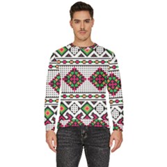 Ukrainian Folk Seamless Pattern Ethnic Ornament Border Element Traditional Men s Fleece Sweatshirt