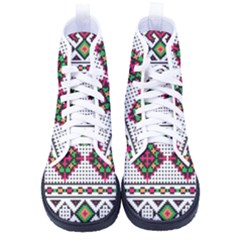 Ukrainian Folk Seamless Pattern Ethnic Ornament Border Element Traditional Men s High-top Canvas Sneakers