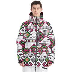 Ukrainian Folk Seamless Pattern Ethnic Ornament Border Element Traditional Men s Multi Pockets Zip Ski And Snowboard Waterproof Breathable Jacket