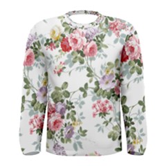 Floral Elements Peony Chinese Rose Men s Long Sleeve T-shirt