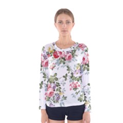 Floral Elements Peony Chinese Rose Women s Long Sleeve T-shirt