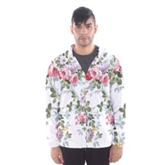 Floral Elements Peony Chinese Rose Men s Hooded Windbreaker