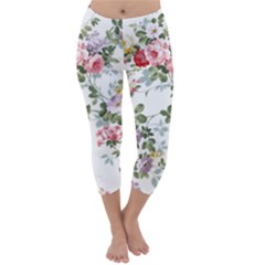 Floral Elements Peony Chinese Rose Capri Winter Leggings 