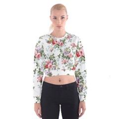 Floral Elements Peony Chinese Rose Cropped Sweatshirt