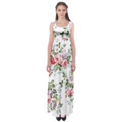 Floral Elements Peony Chinese Rose Empire Waist Maxi Dress by Grandong