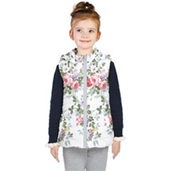 Floral Elements Peony Chinese Rose Kids  Hooded Puffer Vest