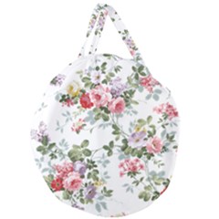 Floral Elements Peony Chinese Rose Giant Round Zipper Tote by Grandong