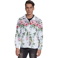 Floral Elements Peony Chinese Rose Men s High Neck Windbreaker