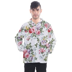 Floral Elements Peony Chinese Rose Men s Half Zip Pullover